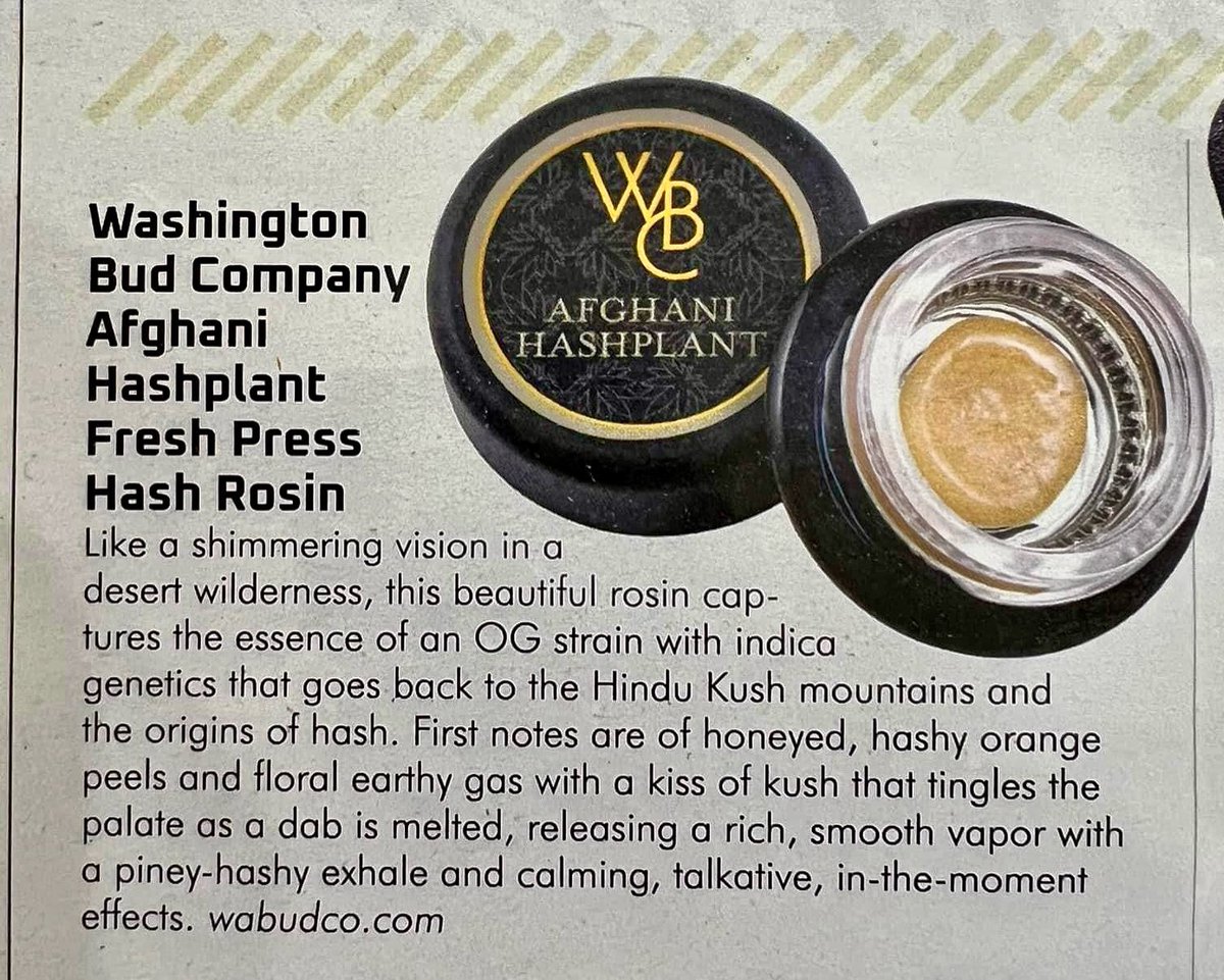 Super excited to have our Afghani HashPlant rosin written up in NW Leaf’s July issue 💛

#BeHappy #Canna4Climate #CannabisAlliance #NWLeaf #TheStranger