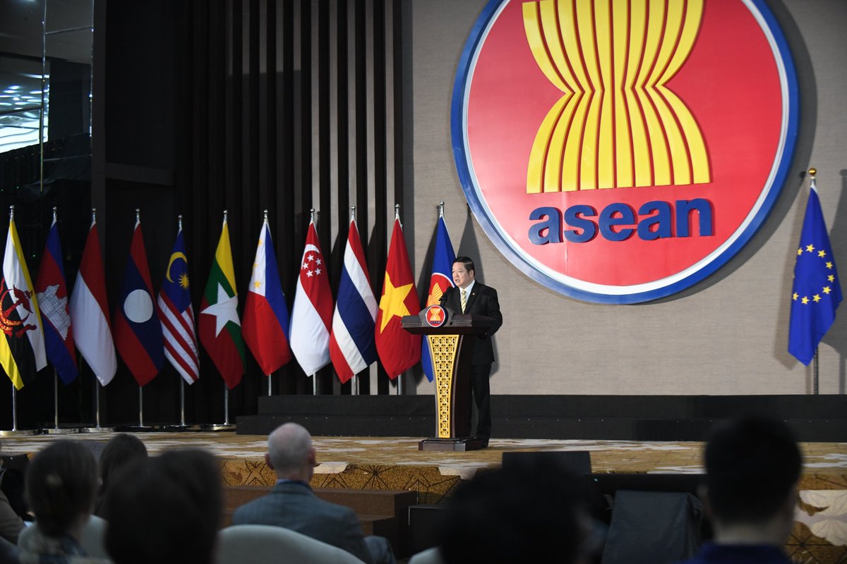 ASEAN's tweet photo. Secretary-General of ASEAN Dr. Kao Kim Hourn and Ambassador of the European Union (EU) to ASEAN Sujiro Seam today jointly launched the EU-ASEAN Sustainable Connectivity Package – Higher Education Programme (SCOPE-HE) Programme. Both Dr. Kao and Ambassador Sujiro also delivered opening remarks during the event, which featured a video presentation of the programme and included a panel discussion on “Fostering EU-ASEAN Collaboration: Empowering Future Leaders through Education and Industry Partnerships in Southeast Asia.” The discussion highlighted the importance of education-industry collaboration and the role of SCOPE-HE Programme in preparing students and fostering innovation in ASEAN. Funded by the EU with a commitment of 9.3 million Euros, the programme will run for four years and is implemented by Nuffic (the Dutch organisation for internationalisation in education) and  DAAD (the German Academic Exchange Service).