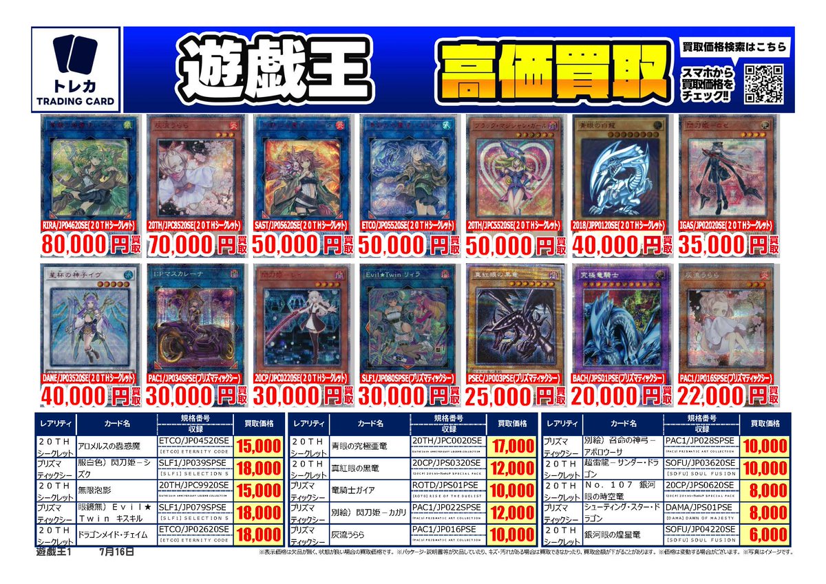 遊戯王｜高価買取情報 トレカ売るなら、ぜひ古本市場・ふるいちへ 一点