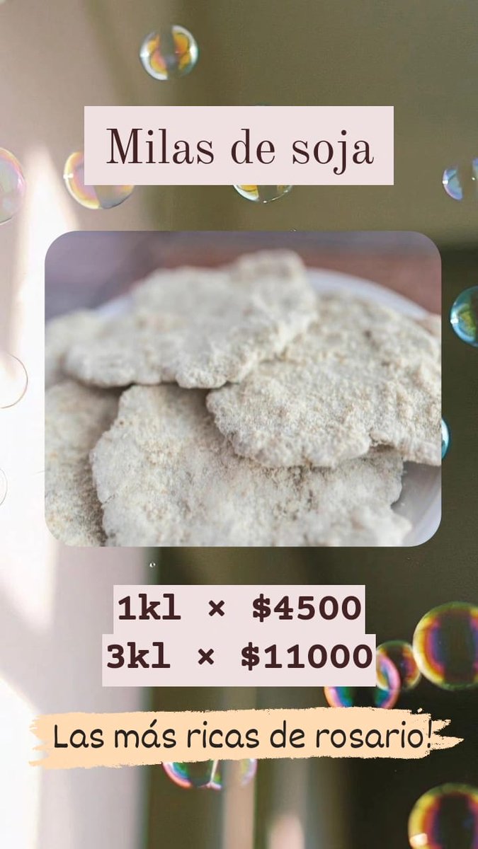 Soy de Rosario, la estoy pasando pésimo! Hago Milas de Soja, aptas vegan! Me da alguien una manito? Gracias! 💚