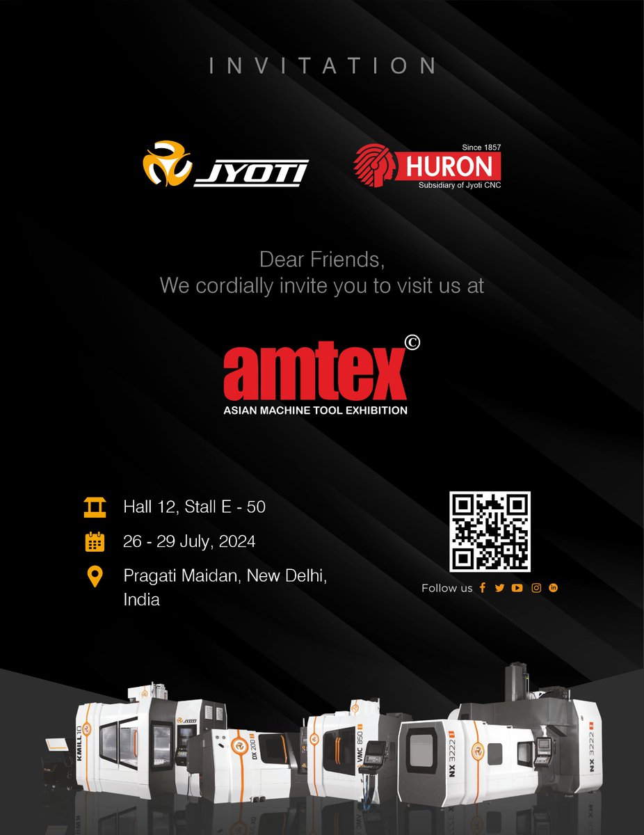 JyotiHuron's tweet photo. Experience the forefront of industrial innovation at AMTEX 2024!  

Your presence will be valued and appreciated.

Date: 26th - 29th July, 2024
Hall 12, Stall E - 50
Pragati Maidan, New Delhi, India

#amtex  #IndustrialExpo  #AMTEXEXPO2024  #Jyoti #Jyoticnc #CNCMachining https://t.co/ySNbFEC3Nt