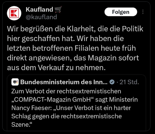 protacheles's tweet photo. #Compact #Meinungsfreiheit #Kaufland Ekelerregend schleimig! https://t.co/pESAVMnAC4
