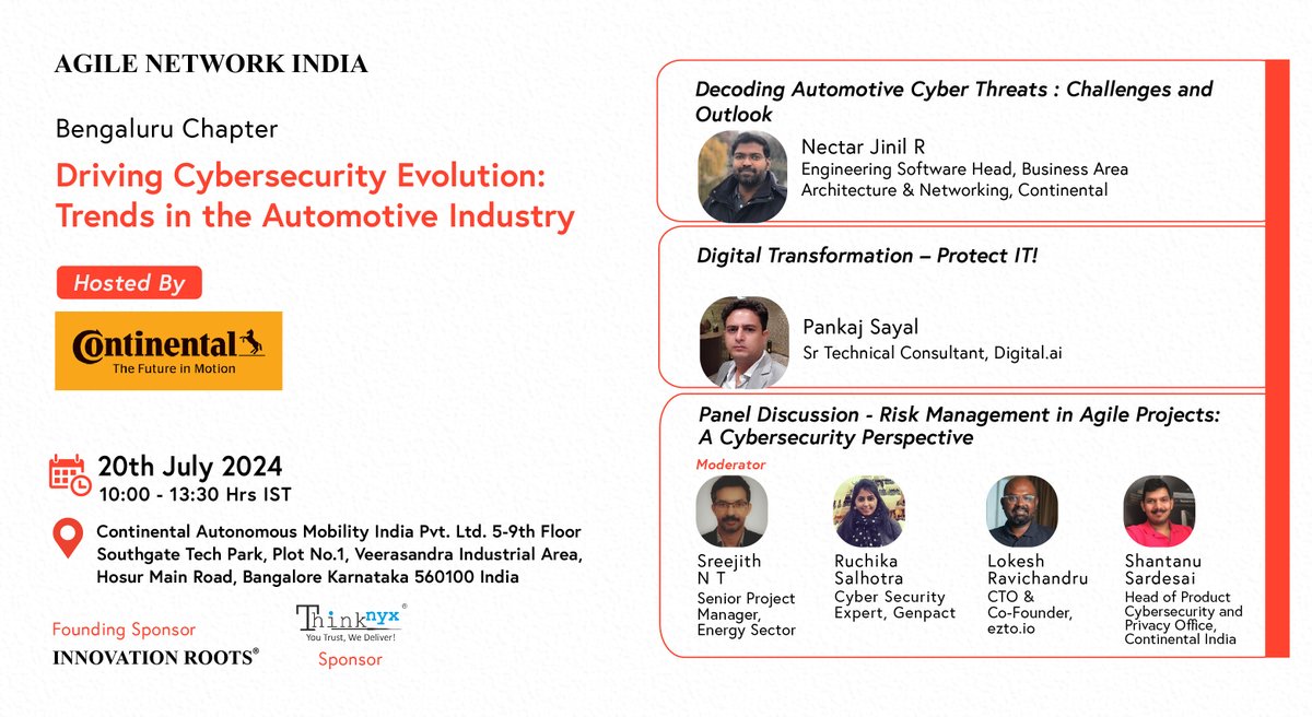 AgileNetwork_in's tweet image. Agile Network India #BengaluruChapter | #JulyEvent Agenda Live!  

Date: 20th July, 2024 (Saturday) 
Time: 10:00am to 1:30pm 
Hosted By: Continental, #Bengaluru 

Join us: agilecommunity.org/event-details/…