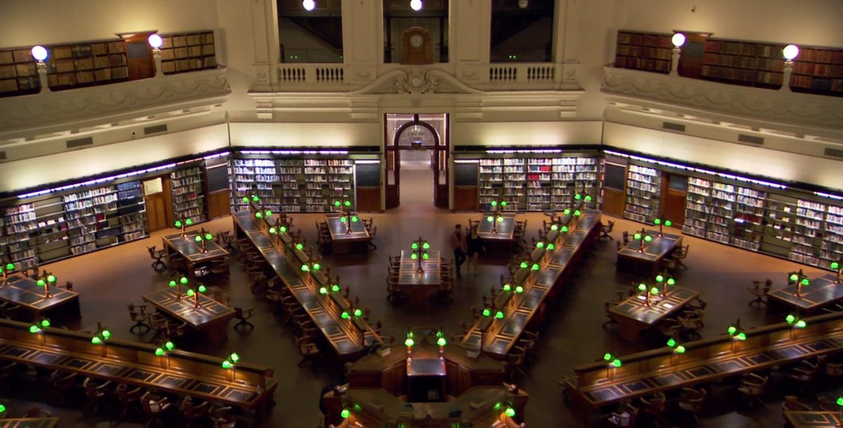 TrashBach's tweet photo. What does it say about me that, out of all the sights of Melbourne, I was most excited that they got to have dinner in this sweet library? #TheBachelorette https://t.co/sb53q7c0uY