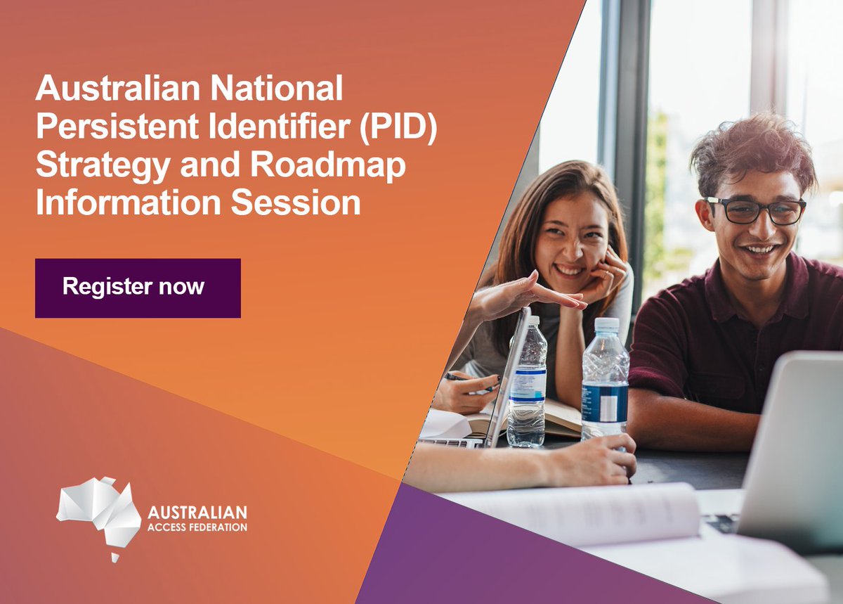 Australian Access Federation (@ausaccessfed) on Twitter photo Seats filling up fast! Australian National Persistent Identifier (PID) Strategy and Roadmap Information Session with <a href="/ARDC_AU/">Australian Research Data Commons (ARDC)</a> and AAF. 🗓 Tuesday 23 July, 12:00pm – 1:00pm (AEST). Online. Seats filling up fast! Australian National Persistent Identifier (PID) Strategy and Roadmap Information Session with <a href="/ARDC_AU/">Australian Research Data Commons (ARDC)</a> and AAF. 🗓 Tuesday 23 July, 12:00pm – 1:00pm (AEST). Online.