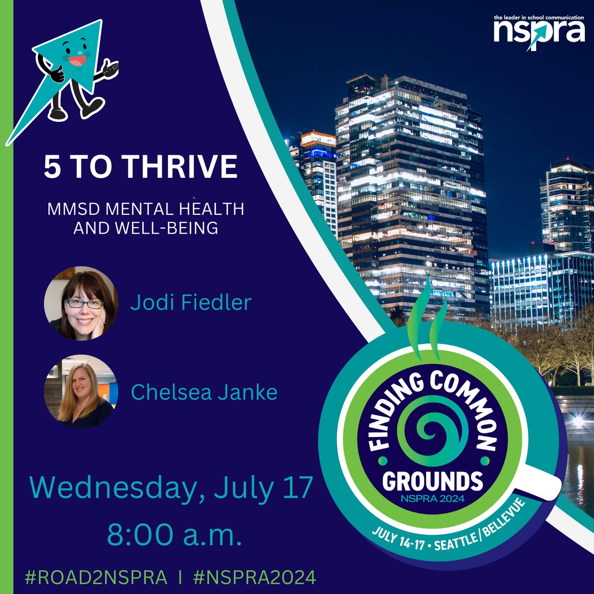 Congrats to Jodi Fiedler for being selected to present today (Wednesday 7/17) at the <a href="/NSPRA/">NSPRA</a> Seminar in Seattle! The <a href="/MMSDschools/">Madison Schools (WI)</a> Internal Communications Officer will present "5 to Thrive: MMSD Mental Health and Well-Being" at 8 am in the Hyatt Grand Ballroom DEFGH. #NSPRA2024