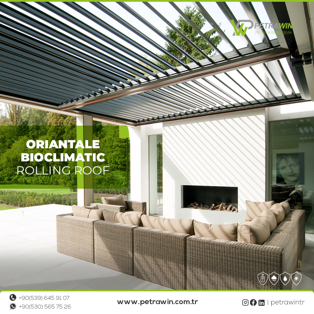 petrawincom's tweet photo. Oriantale Bioclimatic Rolling Roof ile yaşam alanınızı şimdi şık ve konforlu bir hale getirebilirsiniz. 90 Derece açılır kapanır panelleri ile alanınızın gölgelendirmesinin ve hava sirkülasyonunun kontrolü artık sizde.

Detaylı bilgi için bizimle iletişime geçebilirsiniz. https://t.co/GwNjpz1mMe