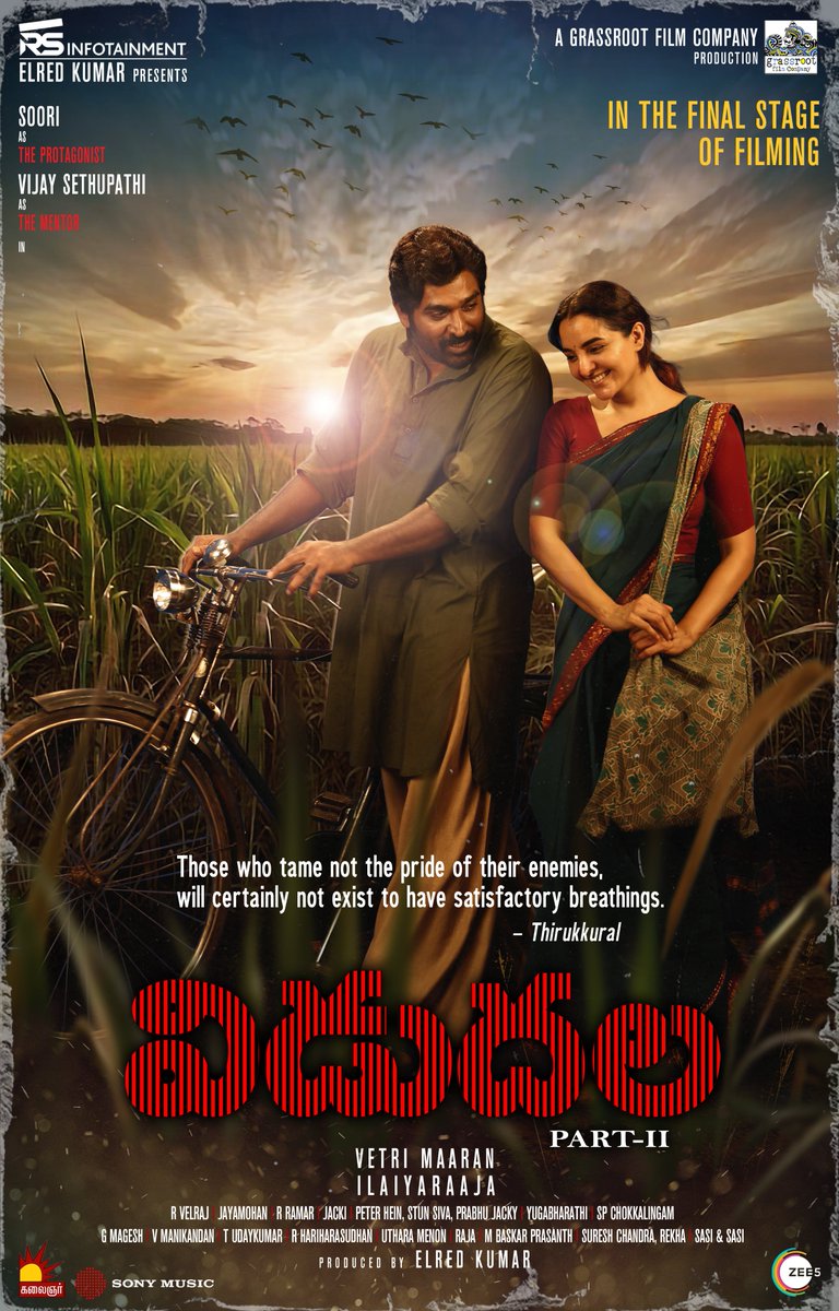 GA2Official's tweet image. A new chapter begins with #VidudalaPart2 

Directed by the visionary #VetriMaaran! 🌟

First Look is Out 
#ValourAndLove 

An @ilaiyaraaja Musical 

@VijaySethuOffl @sooriofficial @elredkumar @rsinfotainment @GrassRootFilmCo @ManjuWarrier4 @BhavaniSre @anuragkashyap72 #Kishore