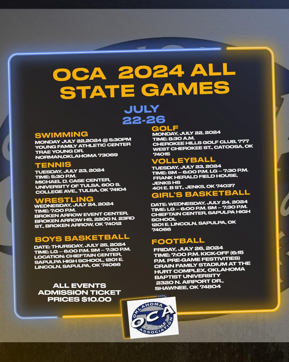 OklahomaCoaches's tweet photo. Come out and support these well deserving athletes! 
⬇️ Mark Your 🗓️ 
Only 6 days away! https://t.co/pem0LU8hay