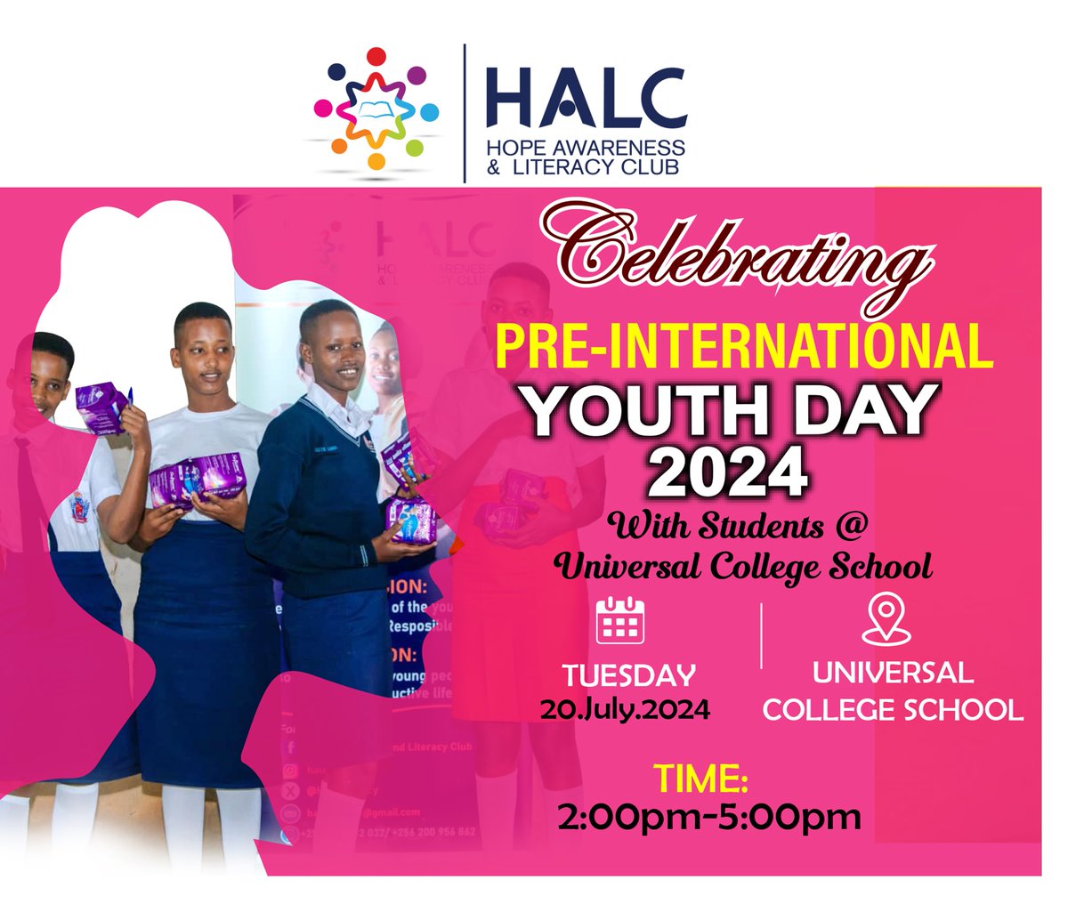 halc_uganda's tweet photo. Join us this weekend on Saturday to celebrate the #PreInternationalYouthDay, the day is aimed at celebrating the energies of the young people. 

Join and partner with us to make this day a superb for our young audience.
@RotaractKlaCity @Pius_O_Theo @IvanAtuyambe @rotaract https://t.co/NFwIn7Lrb7