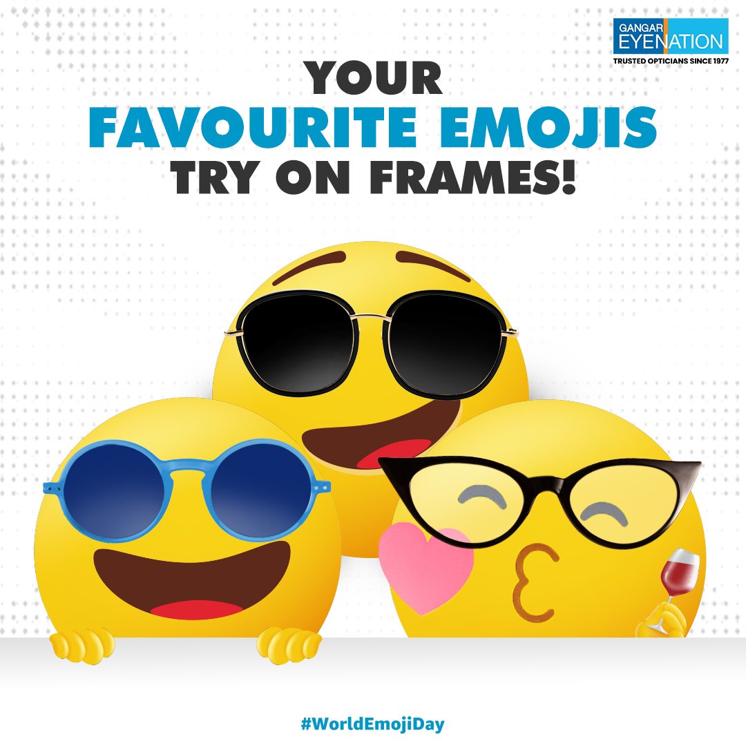 GangarTweets's tweet photo. Emojis aren't the only thing making faces fun! 

This World Emoji Day, discover frames as expressive as your favourite emojis at Gangar EyeNation! 😎👓

#WorldEmojiDay #EkNazariyeKaKamaal #GangarEyeNation #EyeWear #EyeNation #EyeWearFashion #EyeWearStyle #EyeWearShop https://t.co/lNgCsA4EIJ