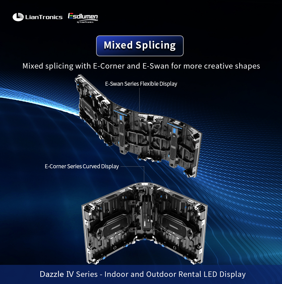 EsdlumenLED's tweet photo. #NewProduct LianTronics Dazzle Ⅳ Series -- Indoor and Outdoor Rental LED Display

Part 2/3: Creative Splicing &amp; Fast Installation
◆ Curved splicing
◆ Mixed splicing
◆ Quick installation
◆ Easy operation

#LianTronics #Esdlumen #leddisplay #rentalleddisplay #avtweeps https://t.co/xAqMofyO57