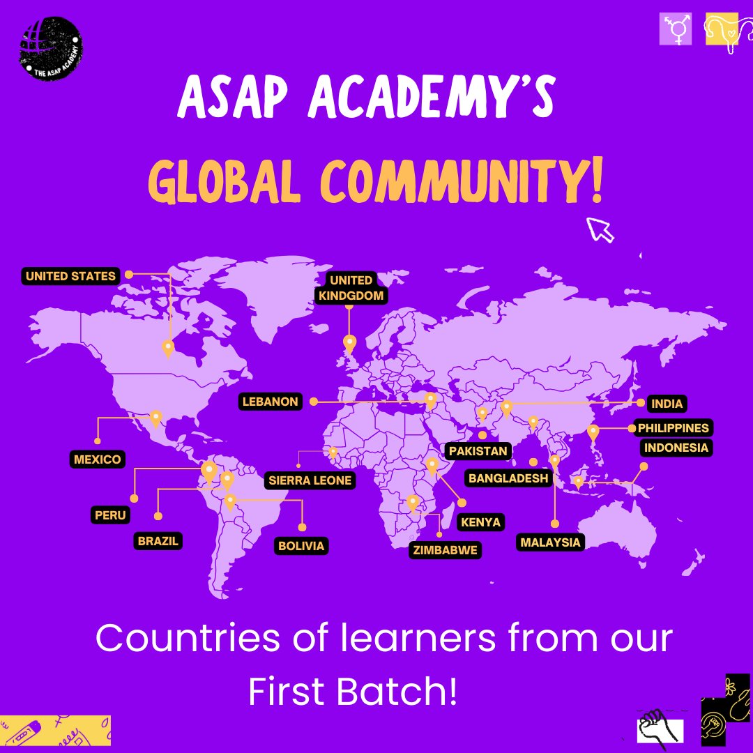 Check out the global reach of  #ASAPAcademy's first batch of learners! 🌍

We're excited to engage with this  incredibly diverse group of learners &amp; advocates from around the world! Together, we are building a stronger, more informed community for safe #abortion advocacy.