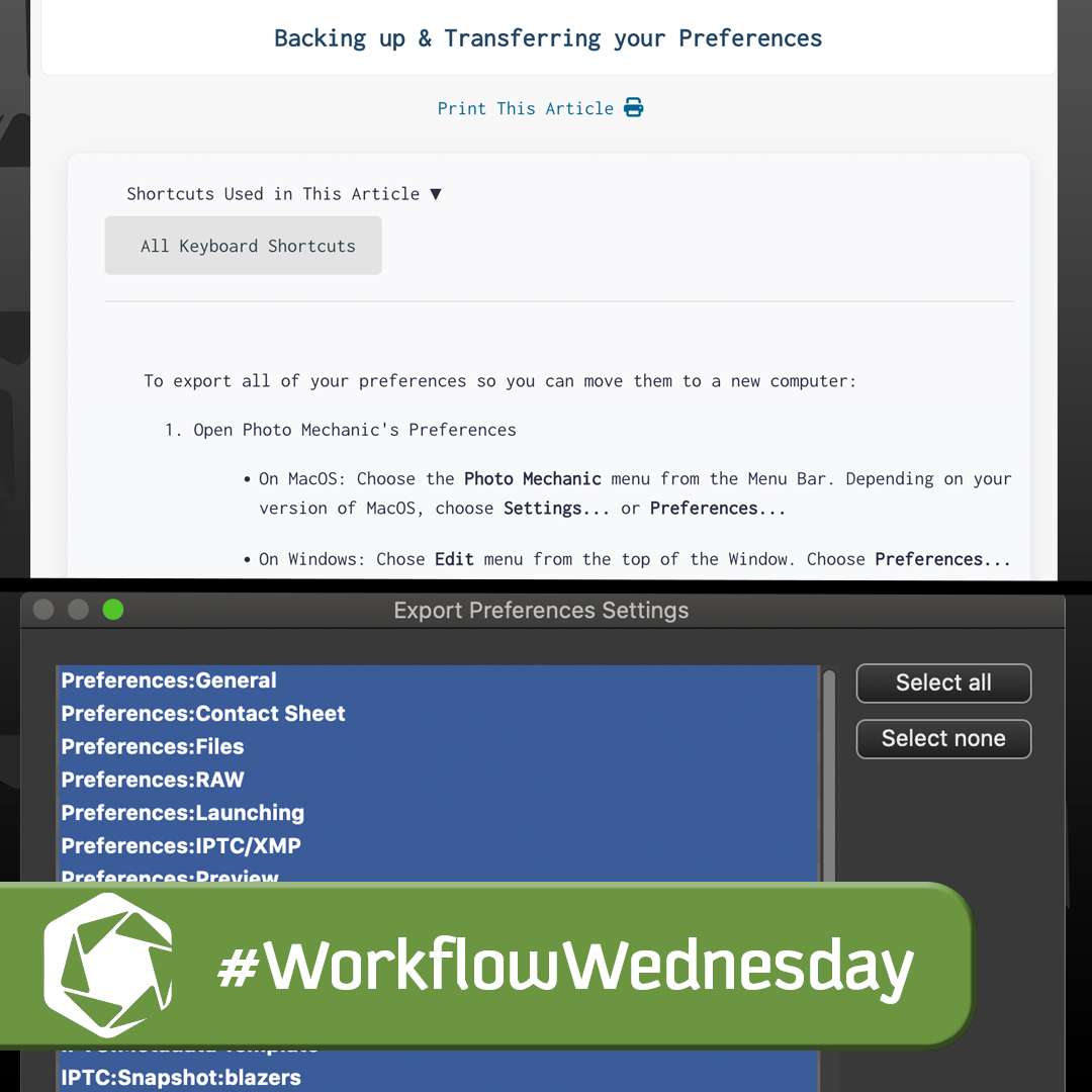 Learn how to transfer your Photo Mechanic preferences to another computer. Link in bio. #WorkflowWednesday