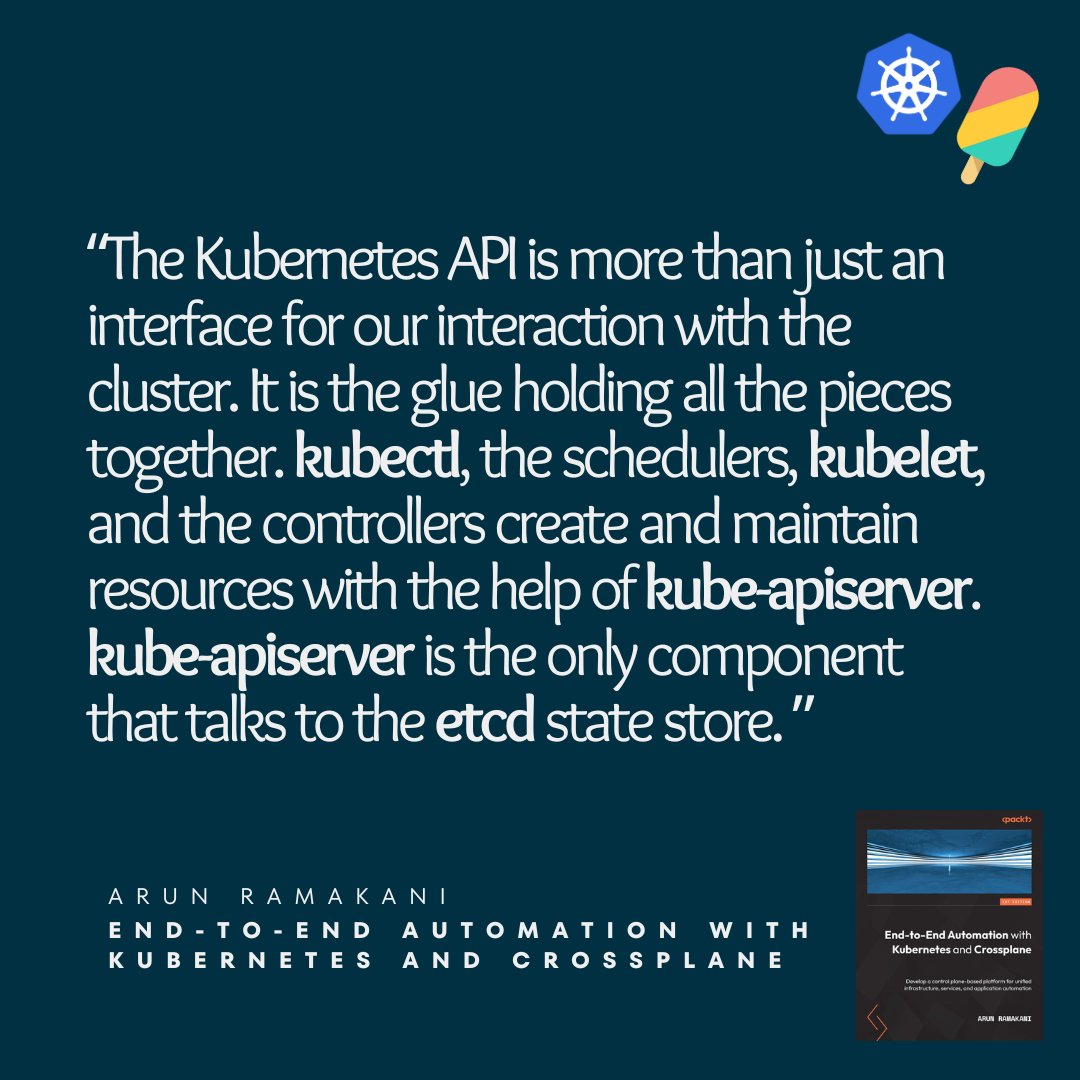 cpmassivepro's tweet image. The #Kubernetes API is more than just an
interface for our interaction with the
cluster. It is the glue holding all the pieces
together. #kubectl, the schedulers, #kubelet,
and the controllers create and maintain
resources with the help of kube-apiserver.