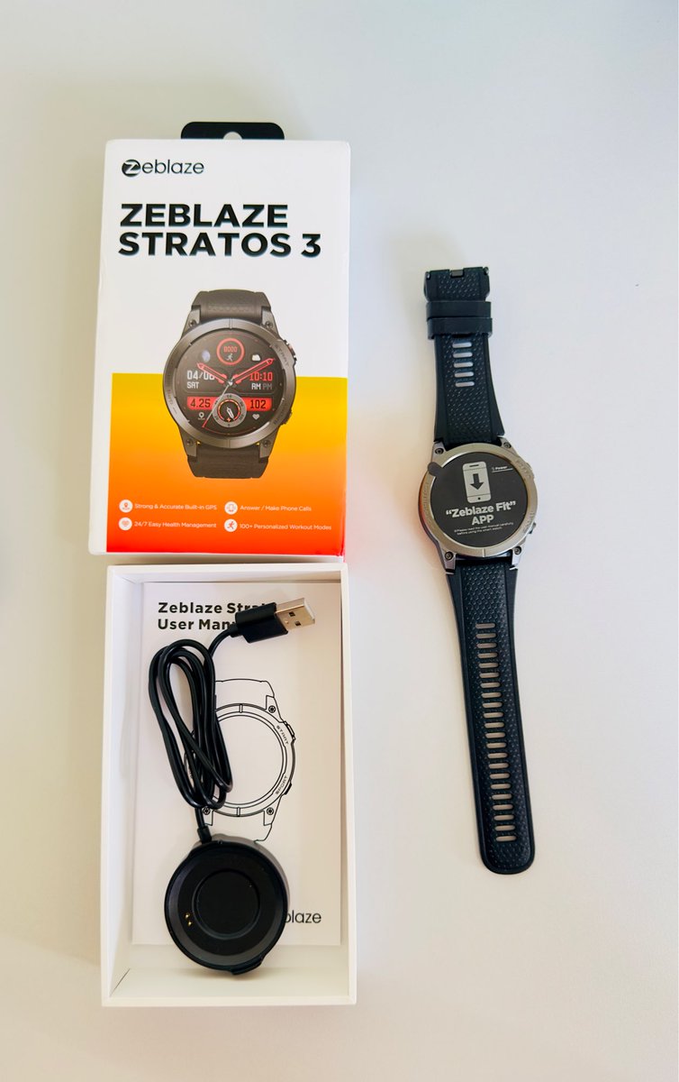 This good to capture the Zeblaze Stratos 3 Smartwatch with inbuilt GPS, Amoled screen with gorilla glass protection, waterproof, health monitor and fitness tracker Ksh 10,450