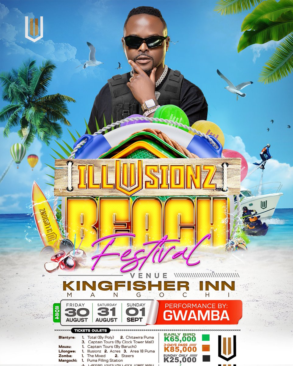 TibrahMw's tweet photo. Look at the Line up for ILLUSIONZ BEACH FESTIVAL🙌🔥

@GwambaOfficial Ali within!!
Skeffa Chimoto 
Mafana oti Basi!🙌😂

Scorpion Kings🇿🇦 and Eemoh🇿🇦will  also be there Live!!

Get your ticket for this 3 days Beach Festival!!.

#IllusionsBeachFestival
#Illusionz 
#Eemoh
#Scorpion https://t.co/9bf0hMep0X