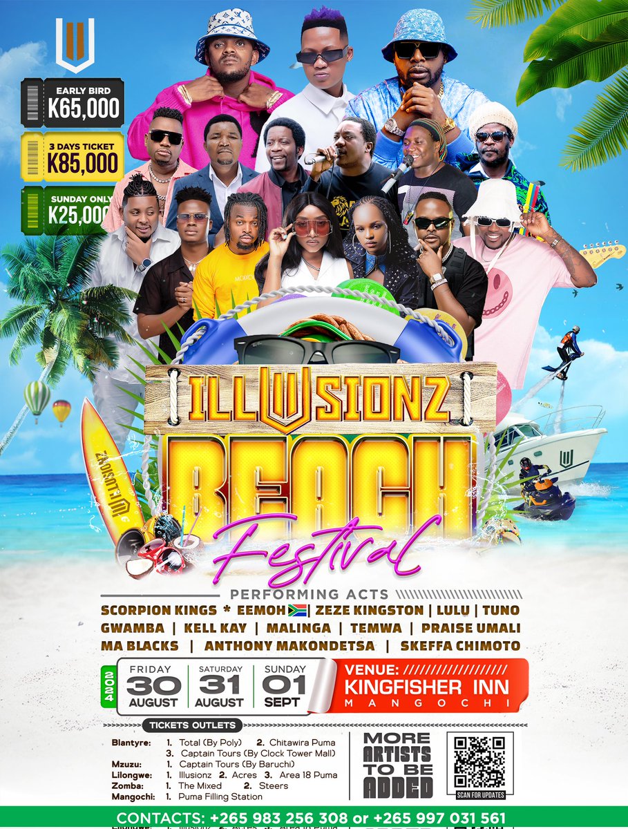 30th August-1st September Partying with Illusions!!!!🙌🙌🙌🙌.

Let's meet at  King Fisher inn!!!.(Mangochi).