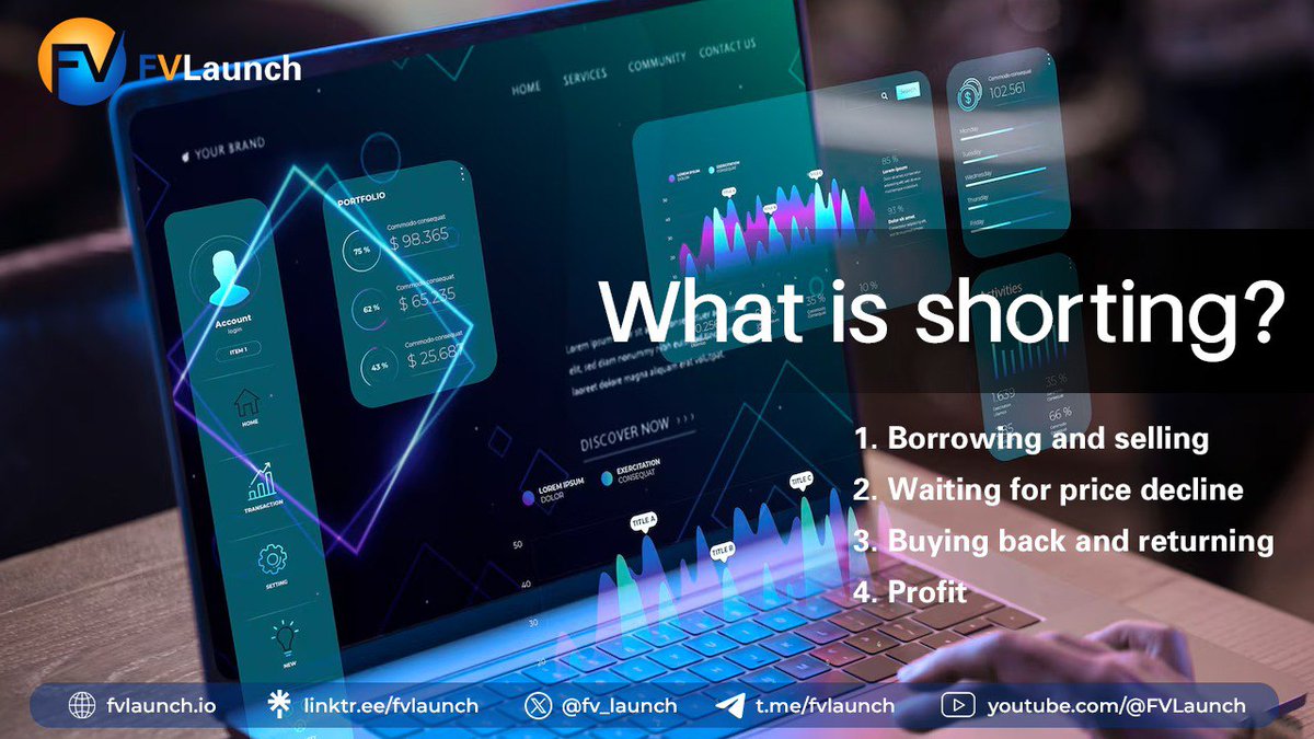 fv_launch's tweet photo. What is shorting❓
In the realm of cryptocurrency, "shorting" (Shorting) refers to a strategy employed by investors when they anticipate that the price of a particular cryptocurrency will decrease. Specifically, shorting cryptocurrency involves the following steps:

1️⃣ **Borrowing and selling:** Investors borrow a certain amount of the target cryptocurrency, typically through a platform or exchange, and immediately sell these cryptocurrencies.

2️⃣ **Waiting for price decline:** Investors expect the market price of the cryptocurrency to decrease, enabling them to buy back the same amount of cryptocurrency at a lower price.

3️⃣ **Buying back and returning:** When the market price drops to the anticipated level, investors purchase the same amount of cryptocurrency to return what they borrowed.

4️⃣ **Profit:** The difference between the selling price and the buying price (spread) represents the investor's profit. If the price drops significantly, investors can potentially earn substantial profits.

Shorting cryptocurrency requires investors to possess a deep understanding of and predictive ability in the market. It typically involves operations on exchanges or platforms that support short selling.