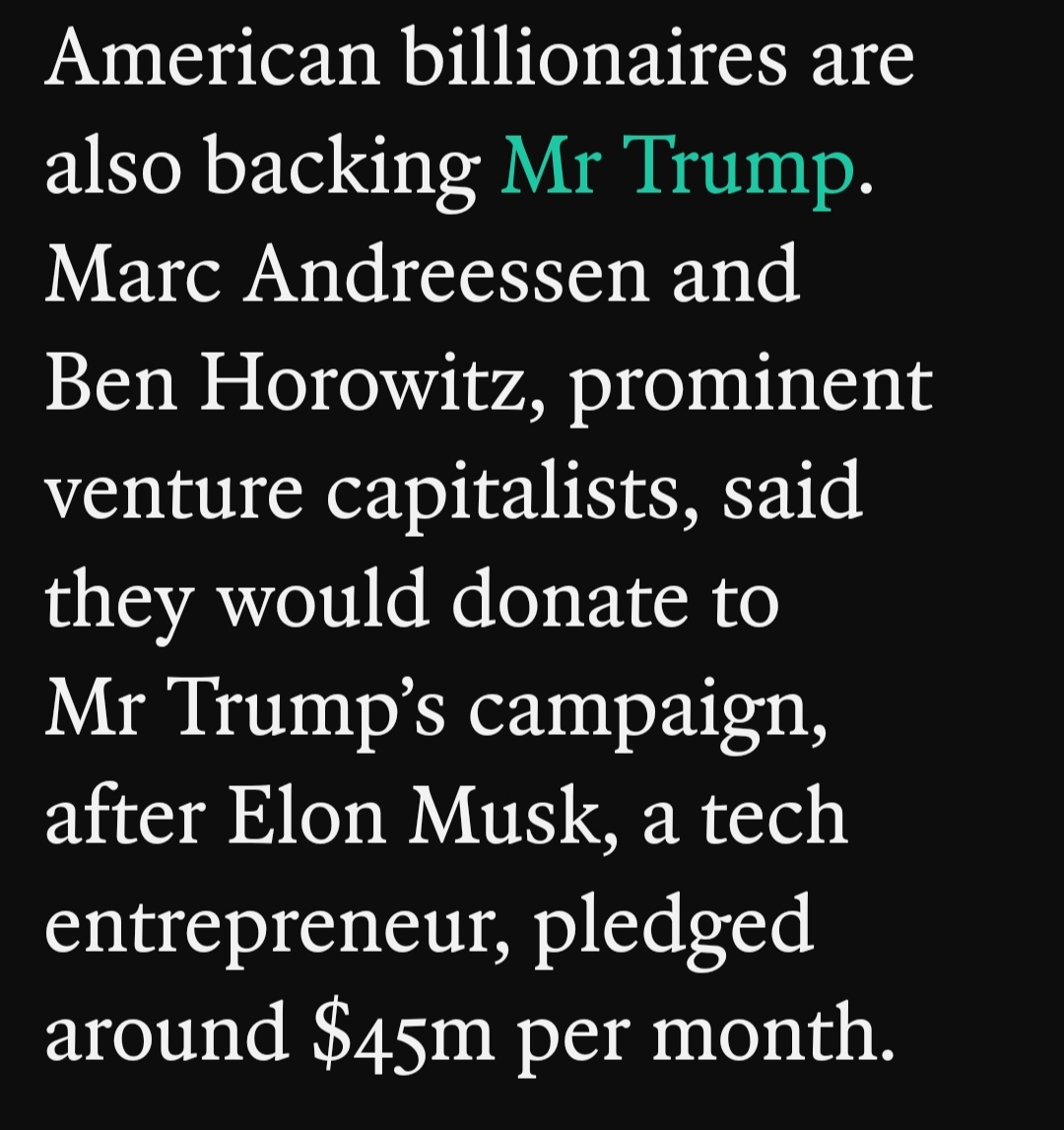 What does Elon #Musk get in return for the approximately 
$180 million, which he is promising the #Trump campaign?