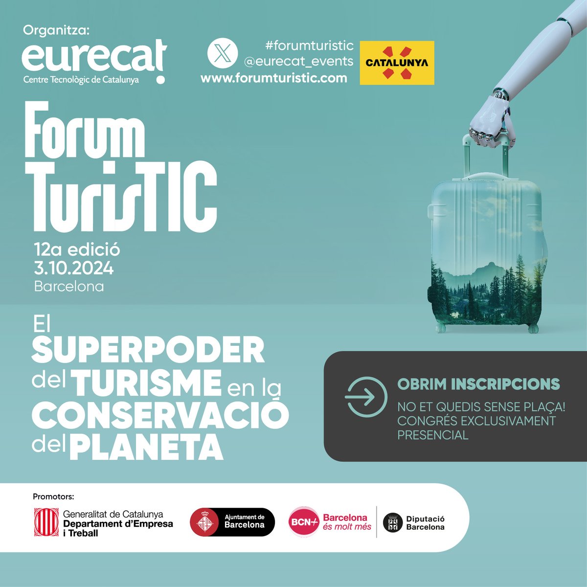🔛Inscripcions obertes a la 12a edició del Forum Turistic! Enguany, sota el lema “El superpoder del turisme en la conservació del planeta”🌍

📅3 octubre 2024
📍Paranimf de la Diputació de Barcelona. Recinte Escola Industrial
✏Reserva la teva plaça: forumturistic.com/ca/inscripcion…