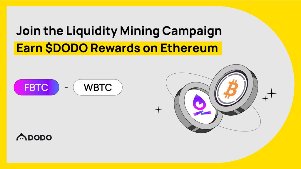 BreederDodo's tweet photo. 🎉We're excited to work with @FBTC_official to provide liquidity for $FBTC-$WBTC on Ethereum, with 200,000 $DODO in rewards over the next 30 days for this pool.

👀FBTC is an omnichain Bitcoin asset pegged 1:1 to BTC, aimed at elevating Bitcoin’s accessibility and utility, paving the way for a low-friction and interoperable future.

🕗The pools are now live. Mining will go live on July 17th at 20:00 UTC+8.
Please provide liquidity here:
https://t.co/0QblAJ1Wp8