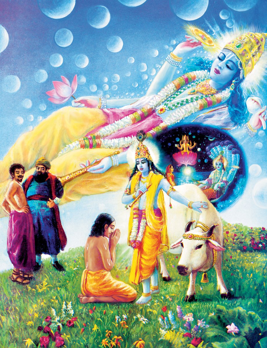 Nirmatsarau's tweet photo. "A bhakta knows that "I am insignificant, a small spark of Kṛṣṇa. Kṛṣṇa is individual person. I am also individual person. But when we consider about His power &amp; my power, I am most insignificant."

This is understanding of Kṛṣṇa."

Śrīla Bhaktivedānta Svāmi

17.7.1973 https://t.co/RUknrBtPDW