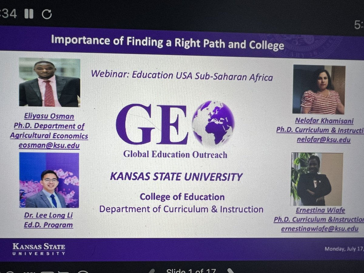 Join us for a webinar! 
Importance of finding a right path and college
#K-State College of Education
#sindhassociationnorthamerica
#nafsa
#kstate
#USEFP