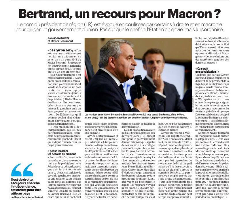 Face à une crise politique dangereuse il y a les réactions partisanes des hommes politiques et l’attitude responsable des hommes d’État comme <a href="/xavierbertrand/">Xavier Bertrand</a> qui pense d’abord à servir  l’intérêt général supérieur de la France 🇨🇵 <a href="/NousFrance_fr/">Nous France</a>