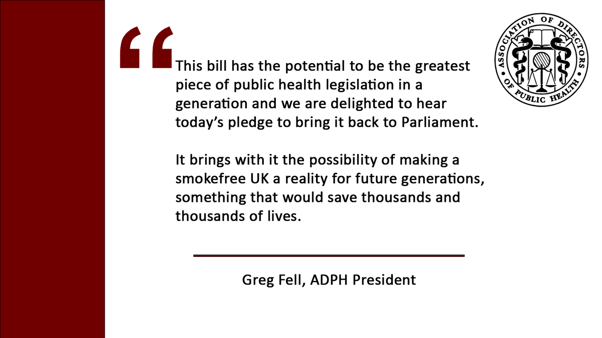 We are delighted to hear that the Tobacco &amp; Vapes bill will be reintroduced.🚭 

👀Read our response to the announcement, made in the #KingsSpeech ➡️adph.org.uk