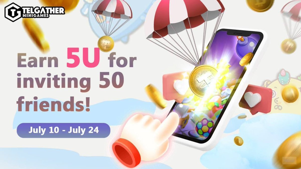 AirdropComic's tweet photo. Telgather Invite to Earn Frenzy 🎉

Rewards: 5u for every 50 invites to the Lucky Axie game.

How to Enter: 
1️⃣ Follow telegram https://t.co/r9rp4ajkfM and @TelgatherGames
2️⃣ Like + RT This post
3️⃣ Join the https://t.co/r9rp4ajkfM
4️⃣ Play & Share Lucky Axie Game
https://t.co/X7GTINTImp