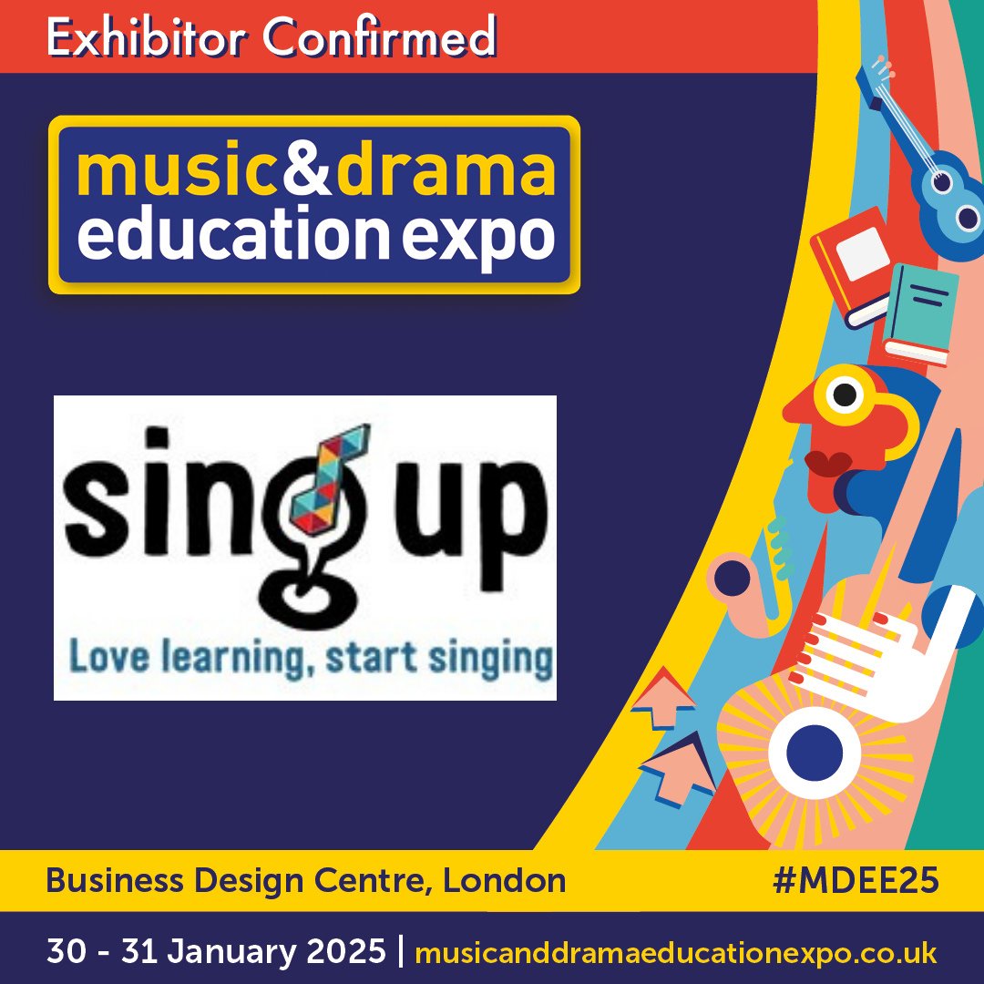 Excited to have <a href="/SingUpTweets/">Sing Up</a> at the #MDEE25!  

Sing Up provides a complete singing and music teaching package through our digital music platform, with the best and widest range of songs and time.  

Learn more: ow.ly/9ak350SE7Cq