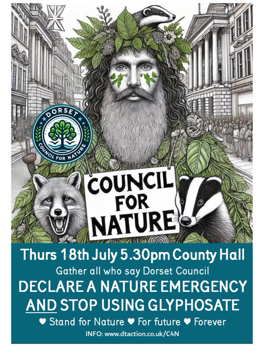 XRWimborne's tweet photo. Make Dorset a 🐝PESTICIDE FREE COUNTY🐝 

Join us 5.30pm tomorrow to support council motion to protect Dorset‘s nature. Dorset Council must stop spraying glyphosate (roundup) on our streets &amp; pavements

Glyphosate destroys nature &amp; harms human health

#glyphosate #pesticidefree https://t.co/c4xu8mI5hy