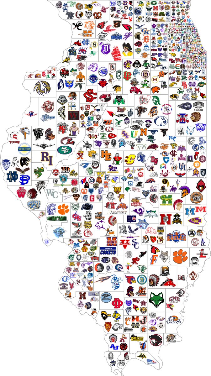 ❗️Tah dah❗️
Here is the white county map with ALL high schools* in Illinois.
(Broke my own rules and entered the logo "vault" to complete this one, for the good of the large map)
ENJOY!
<a href="/SickosCommittee/">Sickos Committee</a> <a href="/CFBHome/">CFB Home</a> <a href="/ikedreyes/">Isaac</a>