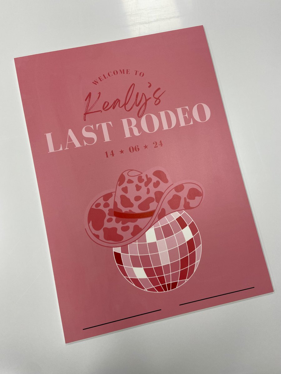 Secprint Ltd (@secprintltd) on Twitter photo In June, we printed this stylish signage board for "Kealy's Last Rodeo"! 🤠
Thanks for the order! We hope you had a fantastic last hurrah! 🥳
#printing #signage #partytime In June, we printed this stylish signage board for "Kealy's Last Rodeo"! 🤠
Thanks for the order! We hope you had a fantastic last hurrah! 🥳
#printing #signage #partytime