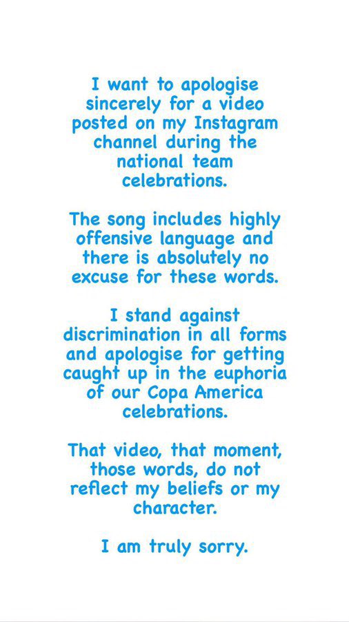 People are only racists in their comfort zones! He won’t do this in Chelsea but can in Argentina(his comfort zone). It’s social media that brought this one to light. If he’s only playing with Argentina and not Chelsea, will he had apologized? Too bad for him.#Enzo #racist #France