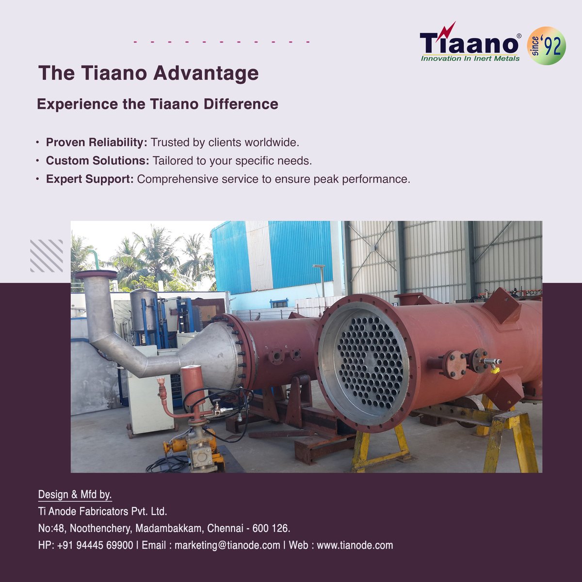 equipments_ti's tweet photo. Optimise Your Operations with Tiaano's Heat Exchangers!
Ideal for chemical processing, power plants, oil &amp; gas, food &amp; beverage, and pharmaceuticals, our exchangers are built from inert materials.
#Tiaano #HeatExchangers #Innovation #Efficiency #IndustrialSolutions https://t.co/c4Fxho2YNm