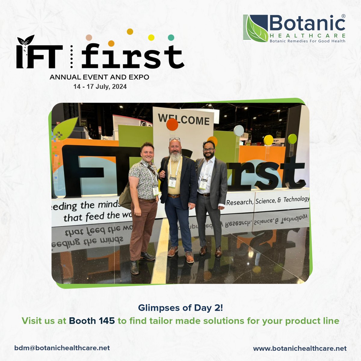 BotanicHealthc1's tweet image. Day 2 at #IFTFIRST2024 is buzzing with inspiring conversations! 

Botanic Healthcare team is thrilled to be connecting with industry leaders

Stay tuned for exciting developments from our booth!

#BotanicHealthcare #herbalextracts #herbalmanufacturer #nutraceuticals #health