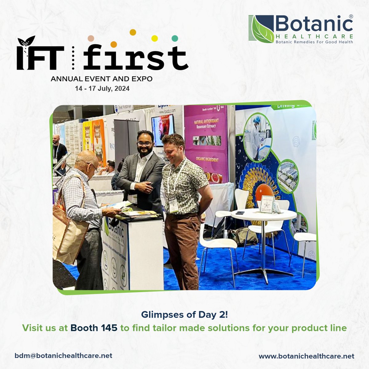 BotanicHealthc1's tweet image. Day 2 at #IFTFIRST2024 is buzzing with inspiring conversations! 

Botanic Healthcare team is thrilled to be connecting with industry leaders

Stay tuned for exciting developments from our booth!

#BotanicHealthcare #herbalextracts #herbalmanufacturer #nutraceuticals #health