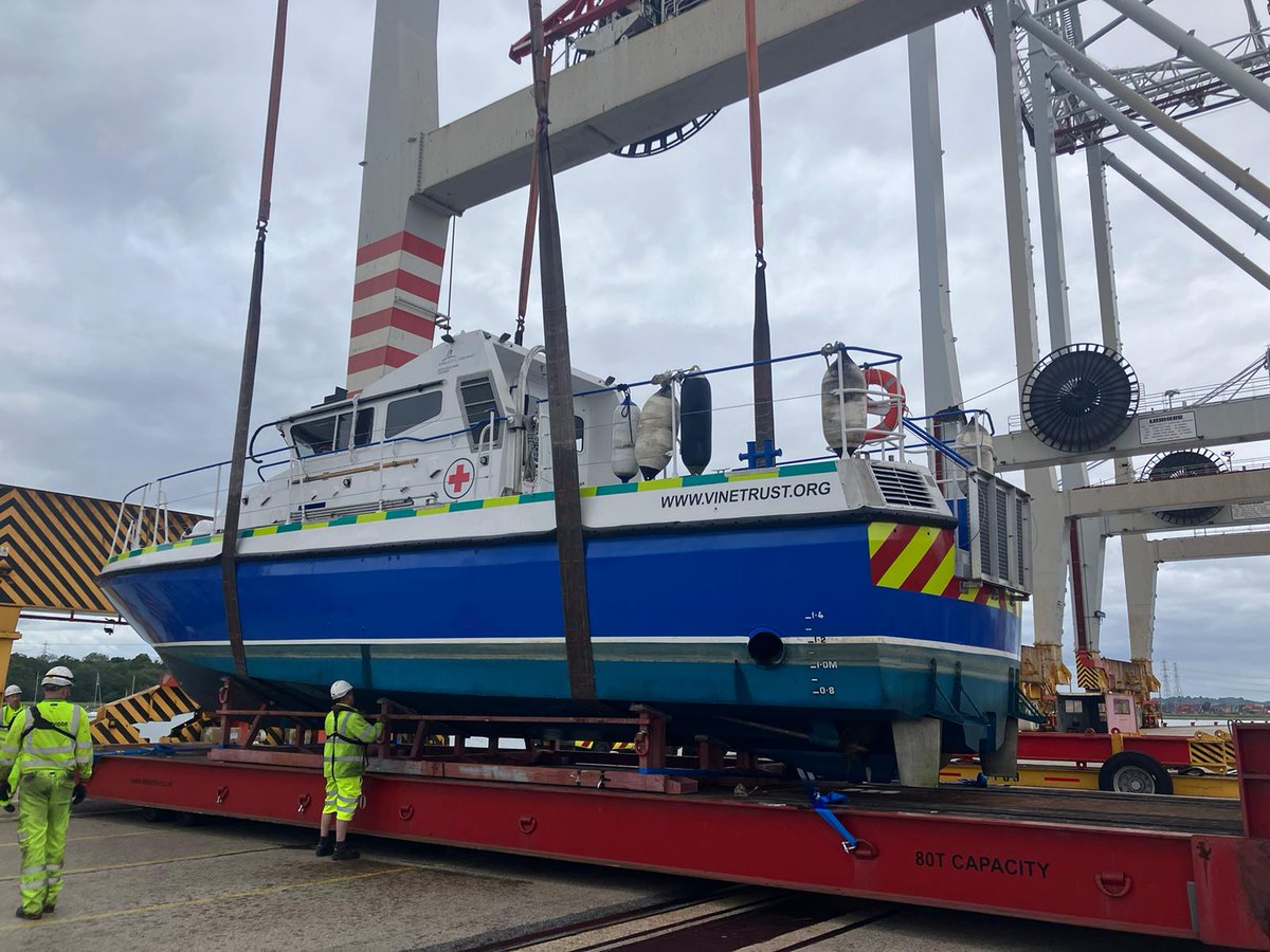 Babcockplc's tweet photo. We said bon voyage to the @vinetrust charity’s latest medical vessel, MV Lady Jean, which is now being transported to Tanzania following successful sea trials. The vessel is expected to provide one million medical consultations over the next 20 years. https://t.co/ZbjBFKyHBF https://t.co/eunFprHPi5