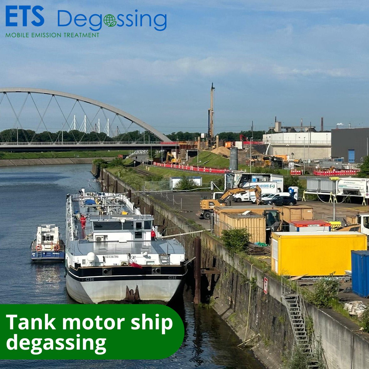 Endegs_int's tweet image. In the #PortofDuisburg, we operate a permanently stationed #degassing and purging site for vessels, barges, tank motor ships and gas tankers. Recently, we have degassed a tank motor ship. 

#emissiontreatment #tankmotorship #sustainability #emissionsreduction #emissionscontrol
