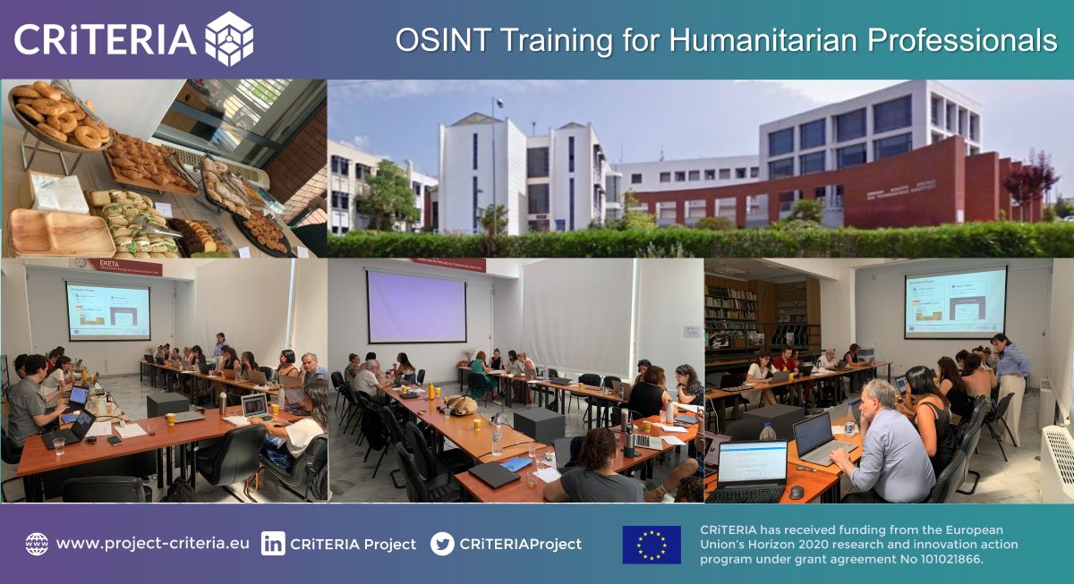 CRiTERIA Project (@criteriaproject) on Twitter photo Exciting first day at the #CRiTERIA #OSINT #training for #humanitarians! Thanks to all participants for the openness and the inspiring discussions! Huge thank you to <a href="/CERTHellas/">ΕΚΕΤΑ-CERTH</a> and <a href="/bmezaris/">Vasileios Mezaris</a> for being the perfect host! 🇬🇷
➡️project-criteria.eu Exciting first day at the #CRiTERIA #OSINT #training for #humanitarians! Thanks to all participants for the openness and the inspiring discussions! Huge thank you to <a href="/CERTHellas/">ΕΚΕΤΑ-CERTH</a> and <a href="/bmezaris/">Vasileios Mezaris</a> for being the perfect host! 🇬🇷
➡️project-criteria.eu