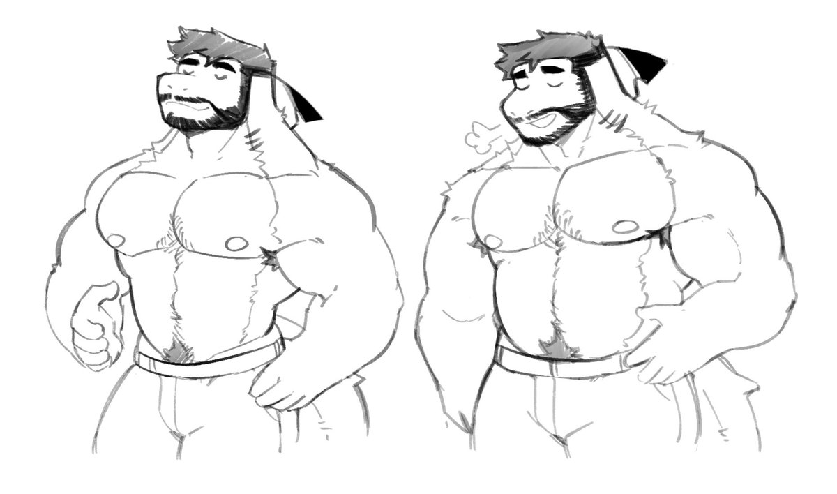 sharknigiri's tweet photo. i get indecisive on how i draw gale's body type so i'll have him in these two modes https://t.co/WUvcgN6C9m