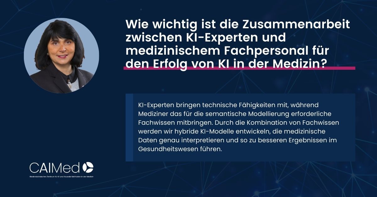 CAIMed_de's tweet photo. 3 Fragen an….
… Prof. Dr. @MEVidalSerodio , Mentorin der Gruppe Semantische Modelle in der Medizin
Prof. Vidal bringt am #CAIMed ihr Fachwissen im Bereich der semantischen Datenintegration, des symbolischen Denkens und der #Wissensgraphen ein.
#aiinhealthcare https://t.co/1XzEwf5A3V