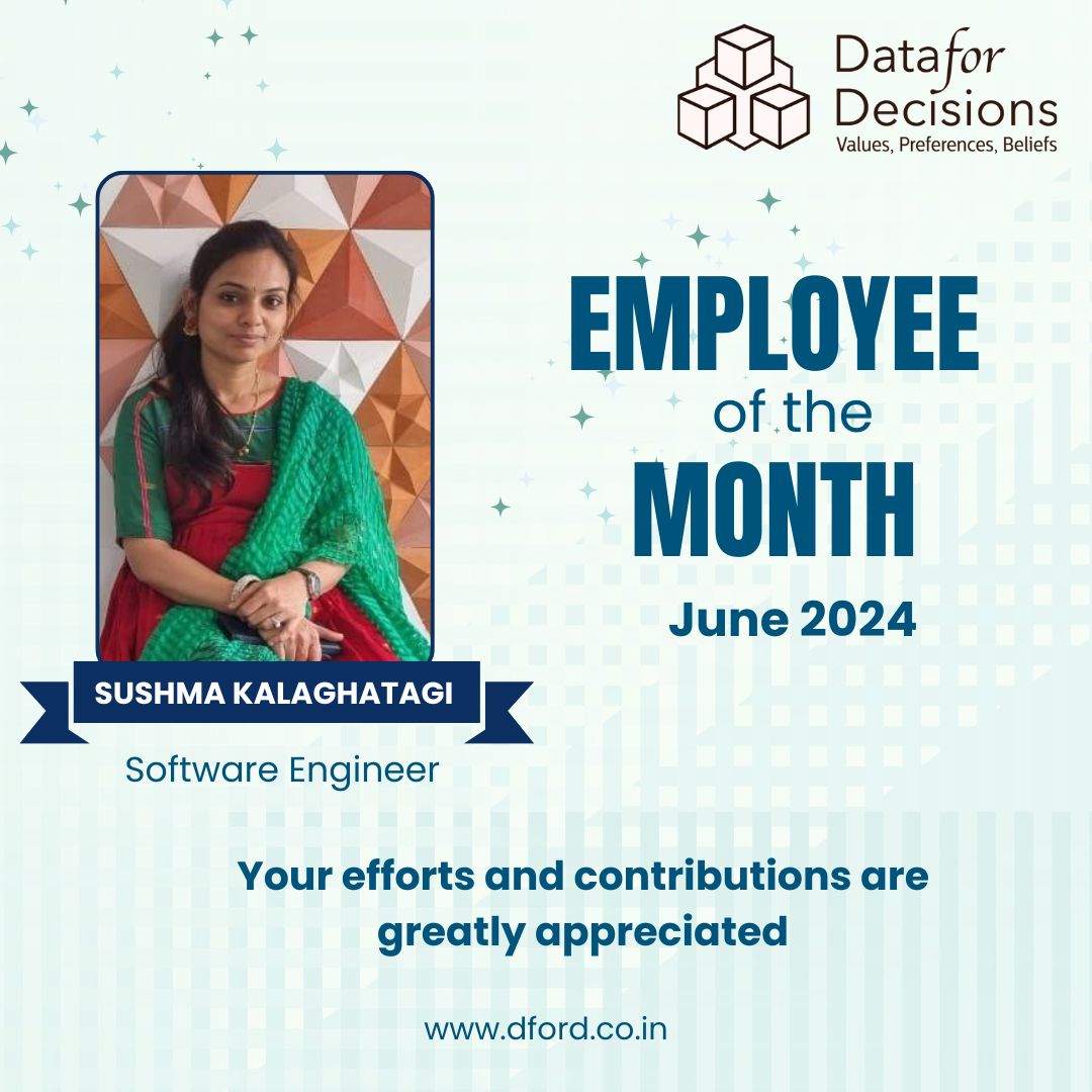 DecisionsFor's tweet image. June 2024 Employee of the Month

We are happy to announce Ms. Sushma Kalaghatagi as our Employee of the Month for June 2024.

Congratulations Sushma on this well-deserved recognition.

#EmployeeOfTheMonth #ProfessionalRecognition #EmployeeSpotlight #WorkplaceAchievements