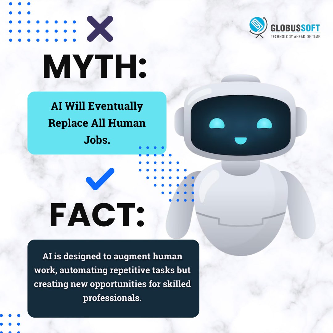 globussoft's tweet photo. AI automates the boring stuff, freeing YOU for creative brilliance. 

In short it's a win-win! ✨

Let's make it our work buddy and get the most out of it.

#globussofttechnology #globussoft #AI #tech #jobmarket #futurejobs #workforcedevelopment #mythandfacts #myth #facts https://t.co/N0a6uHI459