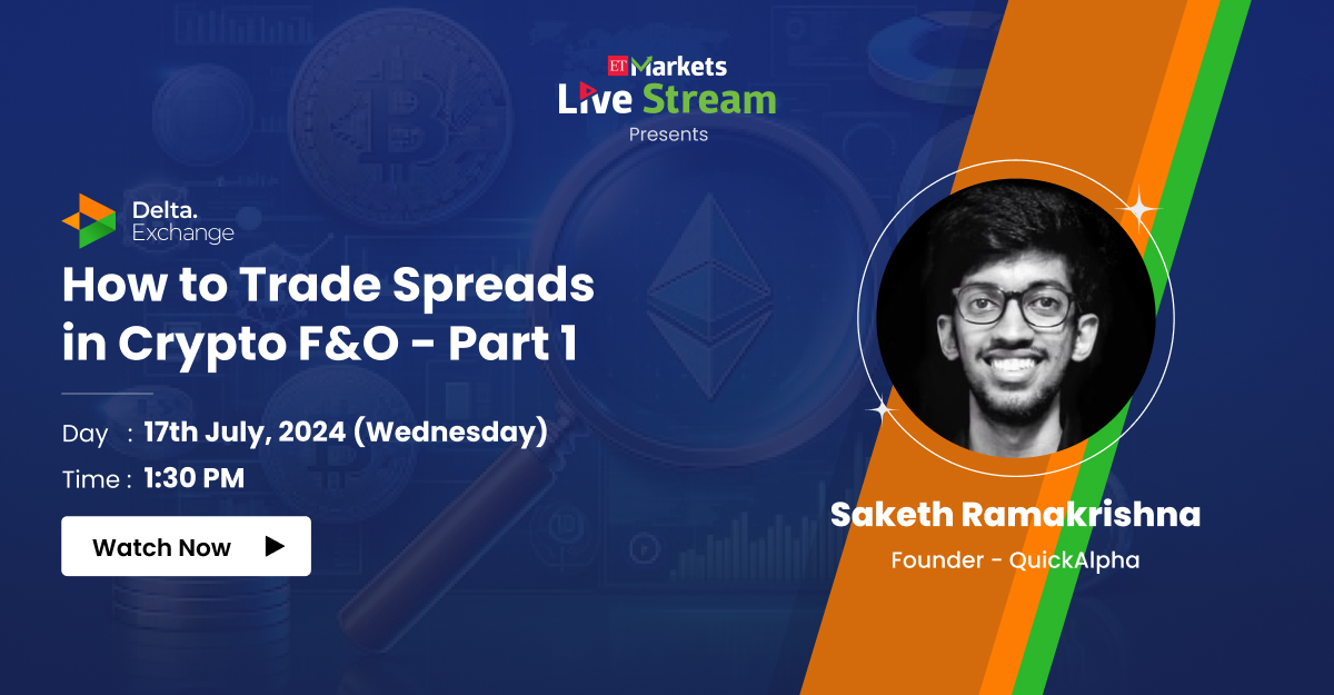 ETMarkets's tweet photo. Learn Crypto F&amp;O Trading with
@saketh1998, Founder of QuickALpha, in an exclusive live stream with @Delta_Exchange x ET Markets.  Watch today’s live stream titled ‘How to Trade Spreads in Crypto F&amp;O’ at 1:30pm.  

https://t.co/HQdVykUIqb https://t.co/aEhp61Hv8R