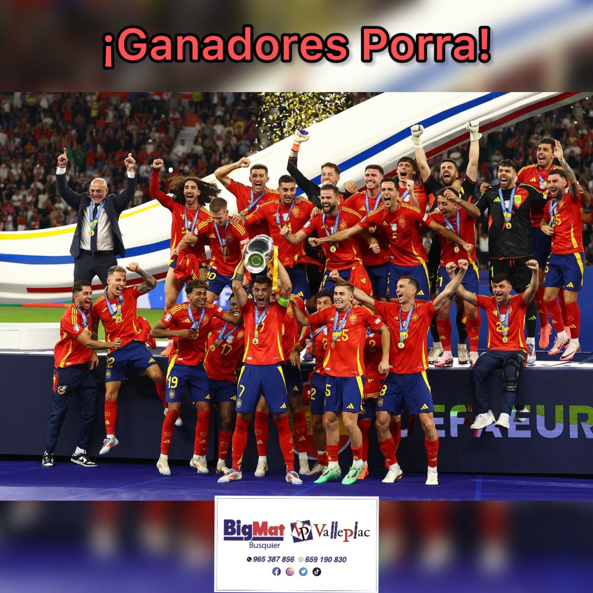 ¡Estamos de enhorabuena! 🥰🏆 
La dirección de la empresa ha decidido otorgarles el premio a todos los acertantes de la porra en las zonas oficiales 👏🏽