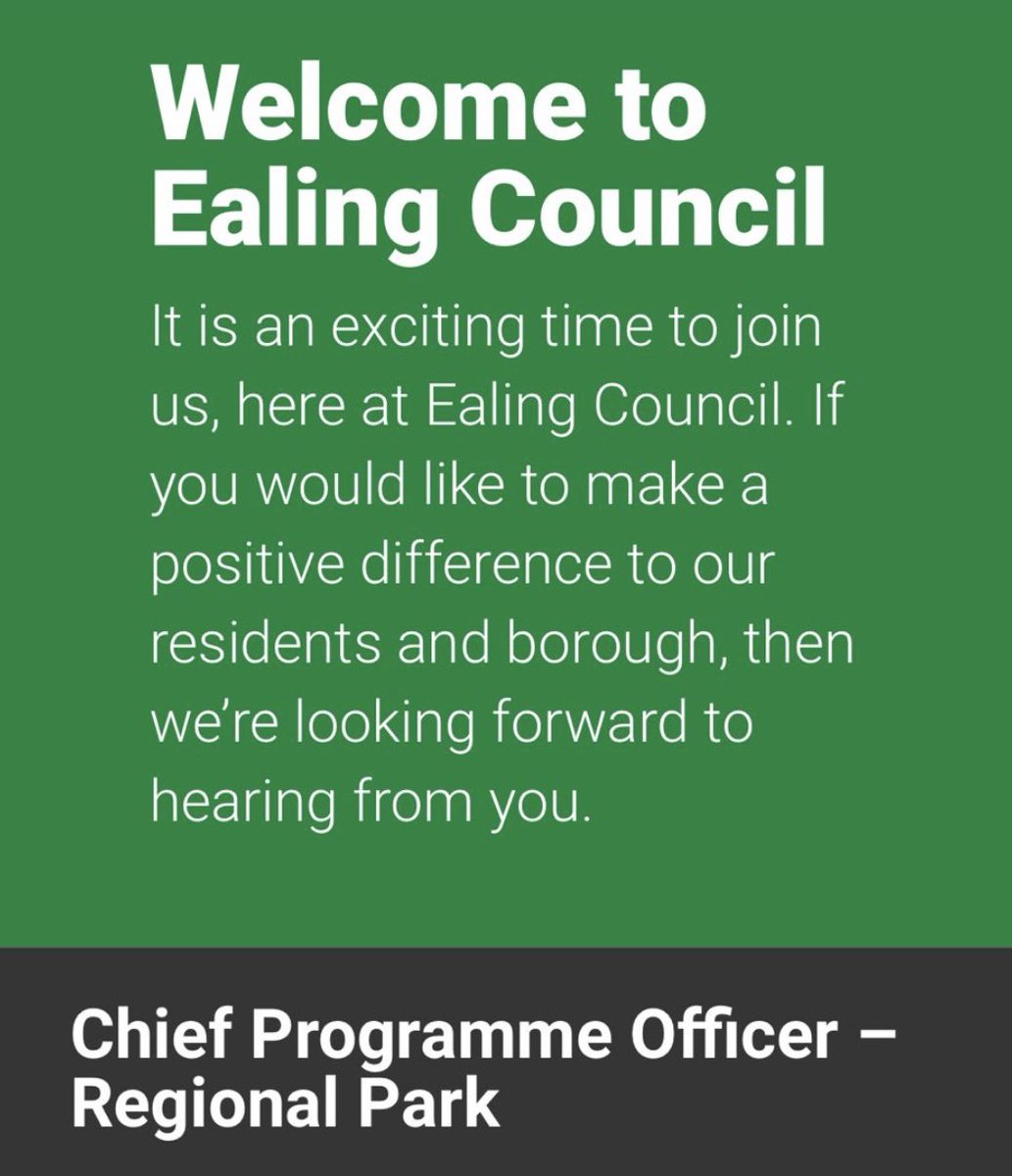 Cllr John Martin (@jm4norwoodgreen) on Twitter photo #NorwoodGreen #Southall <a href="/EalingCouncil/">Ealing Council</a> residents - A great role helping to create a regional park in #Ealing has become available.
#EalingCouncil is an ambitious council with a dynamic, dedicated & friendly team so do check it out. *Deadline 4th August*
join-ealing.co.uk #NorwoodGreen #Southall <a href="/EalingCouncil/">Ealing Council</a> residents - A great role helping to create a regional park in #Ealing has become available.
#EalingCouncil is an ambitious council with a dynamic, dedicated & friendly team so do check it out. *Deadline 4th August*
join-ealing.co.uk