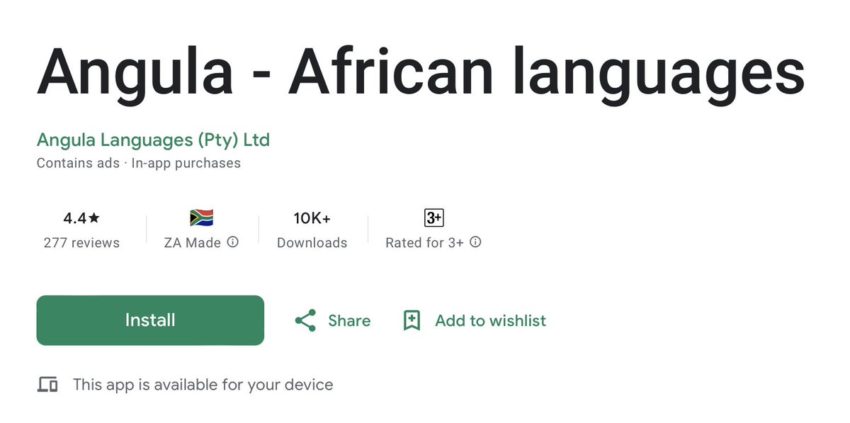Google Play has a flag representing the country of the developer. This is cool. 🇿🇦